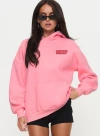 Princess Polly Lower Impact Princess Polly Hooded Sweatshirt Bubble Text In Pink / Red