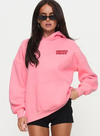 Princess Polly Lower Impact Princess Polly Hooded Sweatshirt Bubble Text In Pink / Red