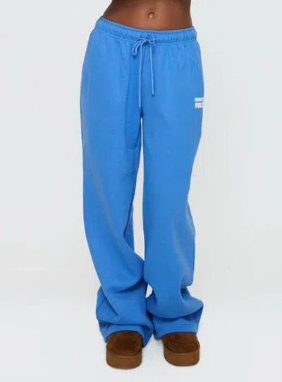 Princess Polly Lower Impact Princess Polly Wide Leg Track Pant Bubble Text In Blue