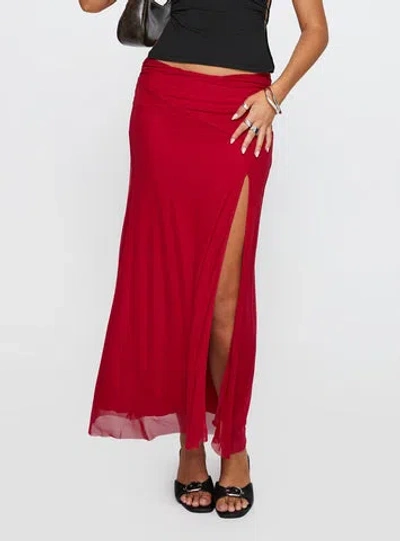 Princess Polly Lower Impact Quancita Mesh Maxi Skirt In Red