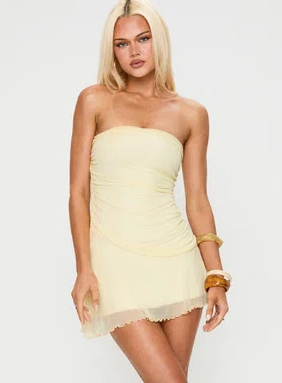 Princess Polly Lower Impact Rafaela Strapless Mini Dress In Lemon