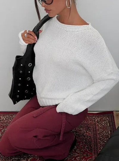 Princess Polly Lower Impact Reannon Wide Neck Knit Sweater In White