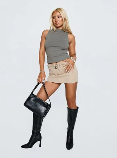 Princess Polly Lower Impact Revelations Buckle Mini Skirt In Camel