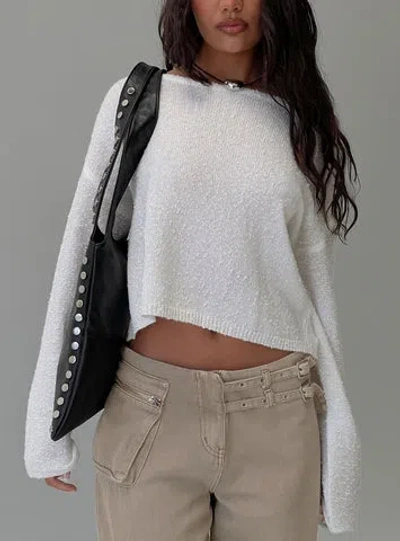Princess Polly Lower Impact Riala Off Shoulder Knit Sweater In White