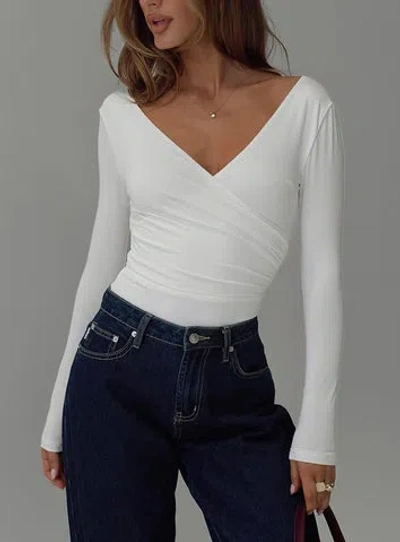 Princess Polly Lower Impact Right Here Cross Detail Bodysuit In White