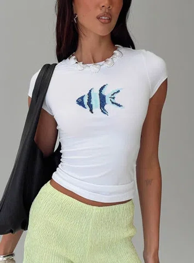 Princess Polly Lower Impact Rising Sun Beaded Top In White