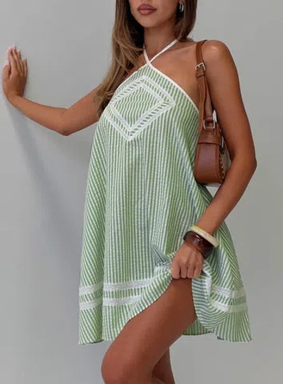 Princess Polly Lower Impact River Rose Anglais Swing Mini Dress In Green