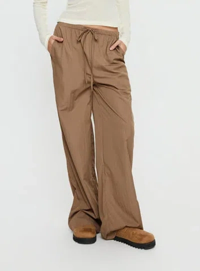 Princess Polly Lower Impact Romonda Drawstring Straight Leg Pants In Brown