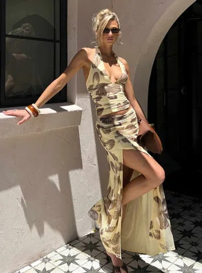 Princess Polly Lower Impact Roselin Mesh Maxi Skirt In Brown