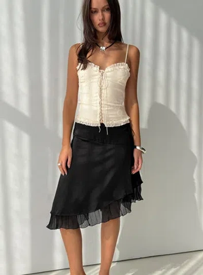 Princess Polly Lower Impact Rosemead Satin Midi Skirt In Black