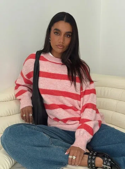 Princess Polly Lower Impact Ryanna Sweater In Pink / Red Stripe