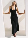 Princess Polly Lower Impact Salone Linen Halter Maxi Dress In Black