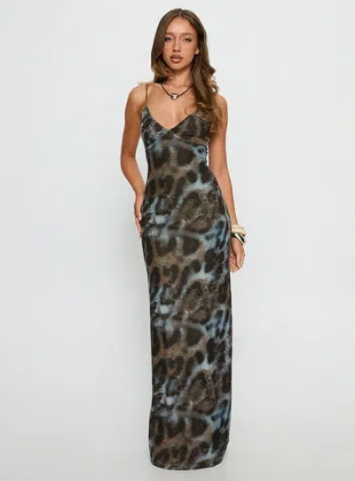 Princess Polly Lower Impact Saphrona V-neck Maxi Dress In Brown