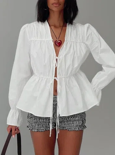 Princess Polly Lower Impact Scarlotte Bow Tie Top In White
