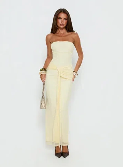 Princess Polly Lower Impact Senora Strapless Drape Maxi Dress In Yellow