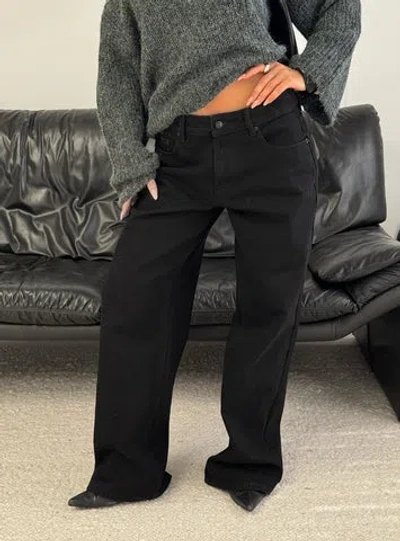 Princess Polly Lower Impact Serenitia Mid Rise Relaxed Jeans In Black