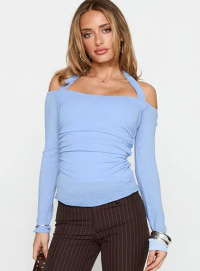 Princess Polly Lower Impact Shivers Halter Long Sleeve Top In Blue