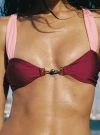 Princess Polly Lower Impact Siamese Bikini Top In Red / Pink