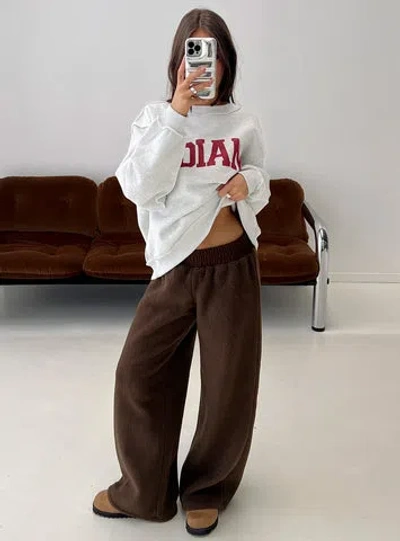 Princess Polly Lower Impact Siberia Fleece Track Pant In Brown