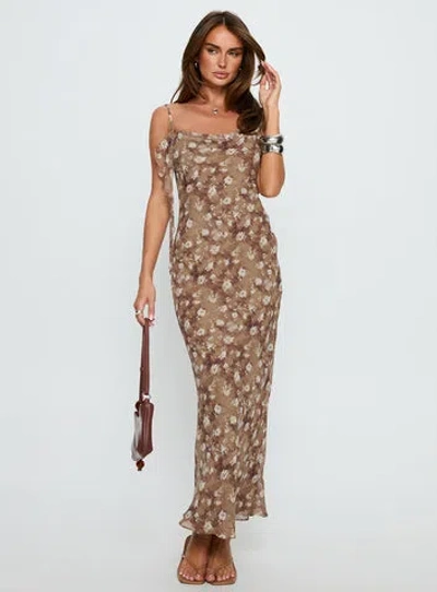 Princess Polly Lower Impact Silah Cowl Neck Maxi Dress In Brown