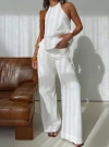 Princess Polly Lower Impact Silver Moon Linen Blend Tie Pants