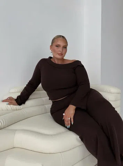 Princess Polly Lower Impact Sina Off The Shoulder Top In Chocolate