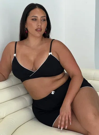 Princess Polly Lower Impact Slumber Jersey Sleep Bralette In Black