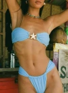 Princess Polly Lower Impact So Sunkissed Hardware Detail Bikini Top In Blue