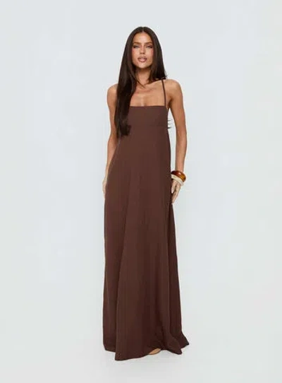 Princess Polly Lower Impact Solie Tie Back Maxi Dress In Brown