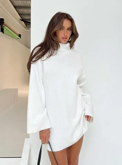 Princess Polly Lower Impact Sonelle Sweater Mini Dress In White