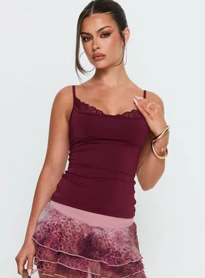 Princess Polly Lower Impact Spring To Summer Lace Trim Cami Top In Purple
