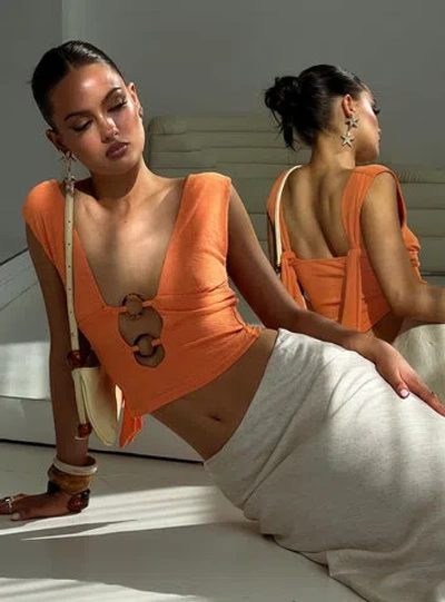 Princess Polly Lower Impact Steward Top In Orange
