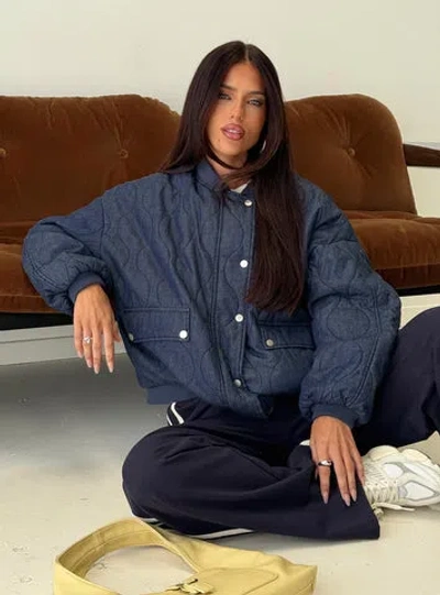 Princess Polly Lower Impact Stick Season Quilted Jacket In Blue
