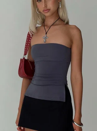 Princess Polly Lower Impact Strutter Strapless Top In Slate