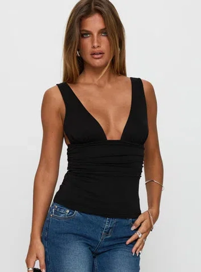 Princess Polly Lower Impact Sublime Ruched Top In Black