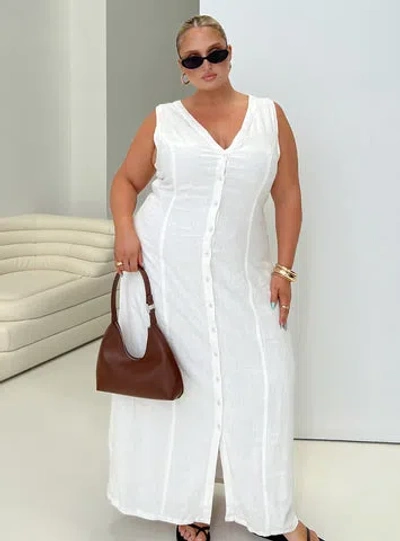 Princess Polly Lower Impact Summer Season Linen Blend Maxi Dress In White
