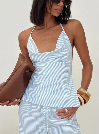 Princess Polly Lower Impact Summer Too Hot Cowl Neck Top In Blue Stripe