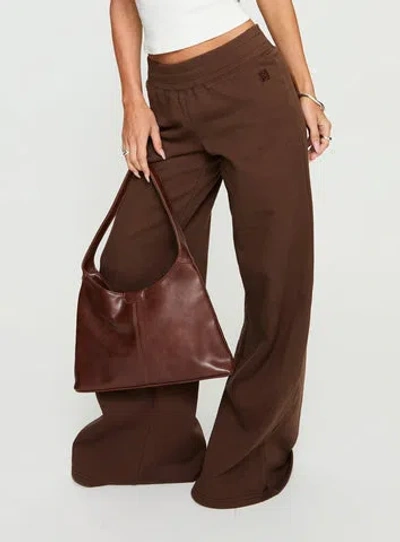 Princess Polly Lower Impact Summits Flared Track Pants In Brown
