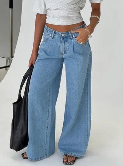 Princess Polly Lower Impact Supercut Low Rise Baggy Pleat Jeans In Blue