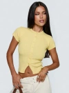 Princess Polly Lower Impact Suzu Knit Top In Lemon