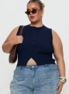 Princess Polly Lower Impact Suzu Sleeveless Top In Navy