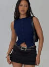 Princess Polly Lower Impact Suzu Sleeveless Top In Navy