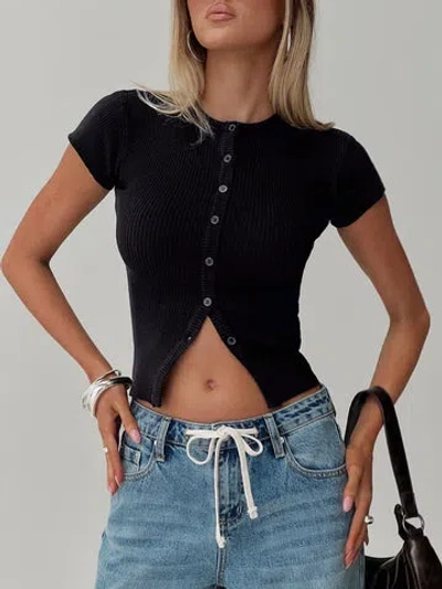 Princess Polly Lower Impact Suzu Top In Black