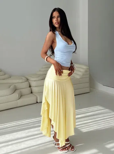 Princess Polly Lower Impact Symphonia Asymmetrical Midi Skirt In Butter Yellow