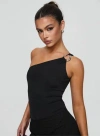 Princess Polly Lower Impact Talija One Shoulder Bodysuit In Black
