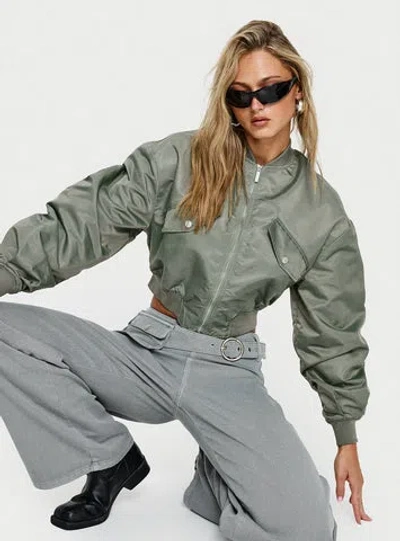 Princess Polly Lower Impact Thalya Bomber Jacket In Green