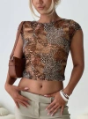 Princess Polly Lower Impact Tied In Short Sleeved Top In Leopard