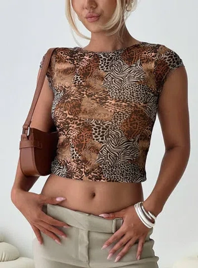 Princess Polly Lower Impact Tied In Short Sleeved Top In Leopard