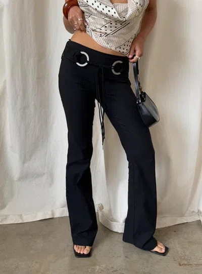 Princess Polly Lower Impact Twinflame Low Rise Hardware Pants In Black