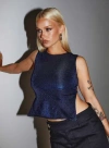Princess Polly Lower Impact Uzo Top In Navy